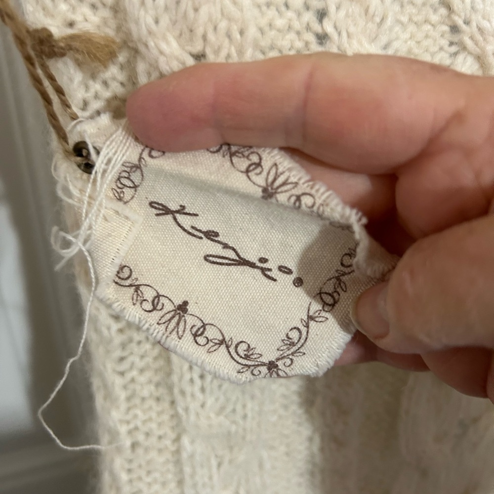 Anthropology Sleeveless Cable Knit Dress with Pocket Details - Cream - Picture 3 of 7